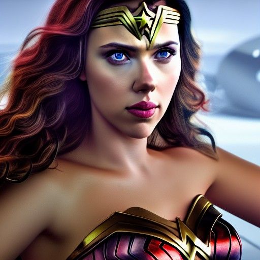 Brunette as Wonder Woman in Space, Detailed Portrait