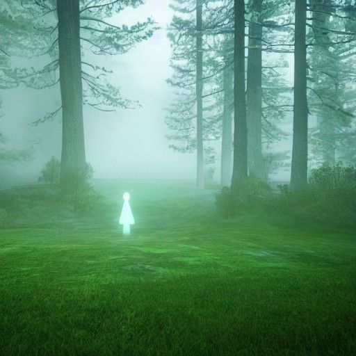 Ethereal Ghost in Volumetric Green Fog