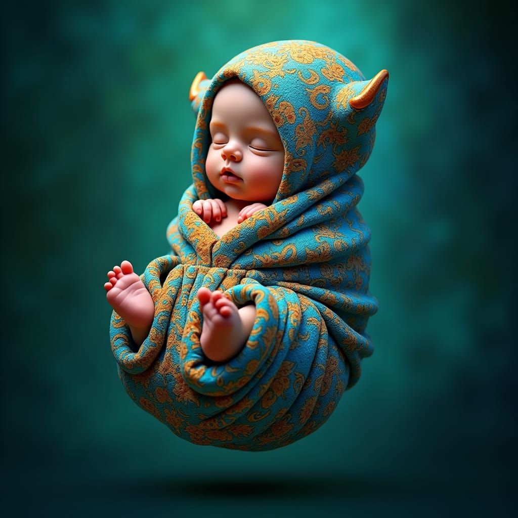 Mystical Baby in Futuristic Diaper Concept Art