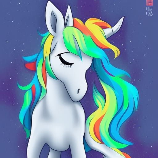 Unicorn T-Shirt in Anime Manga Style