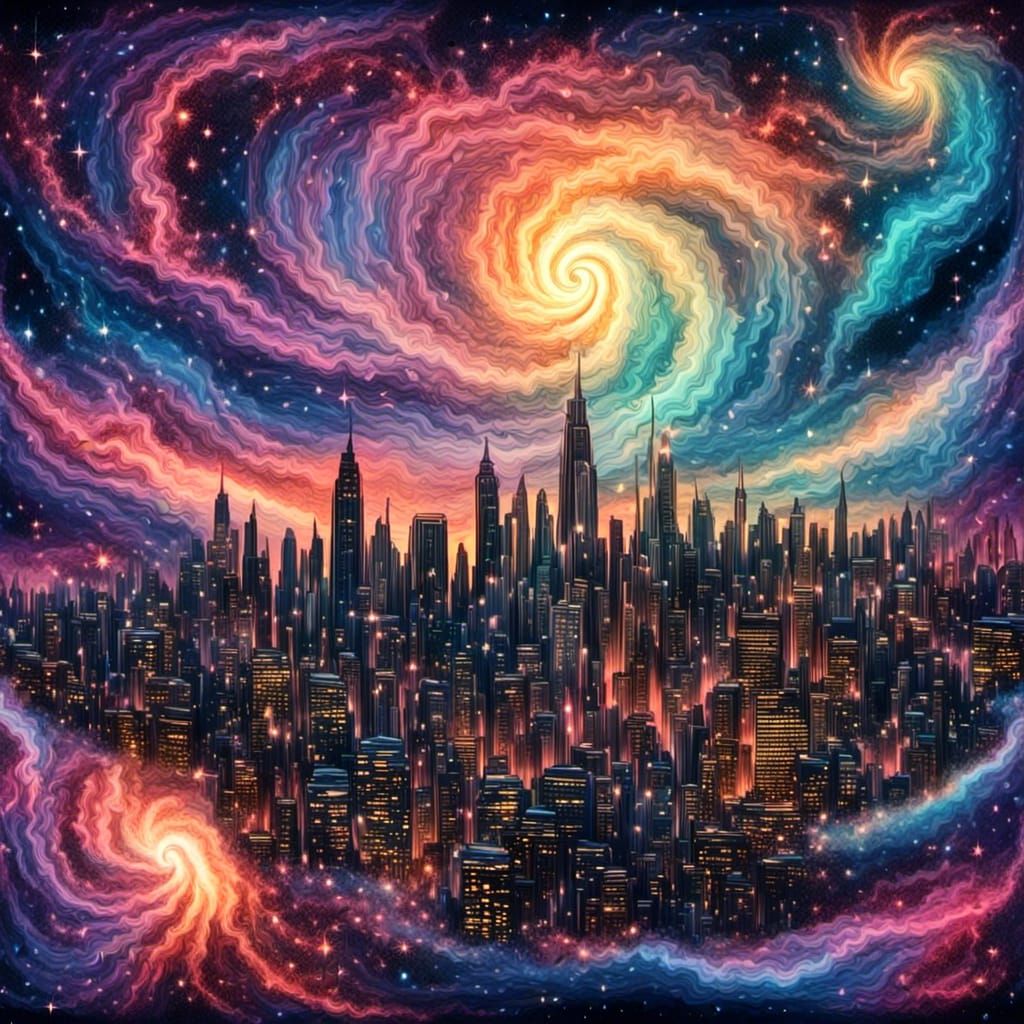 Pop Art Deco Cityscape: A Vibrant Skyline