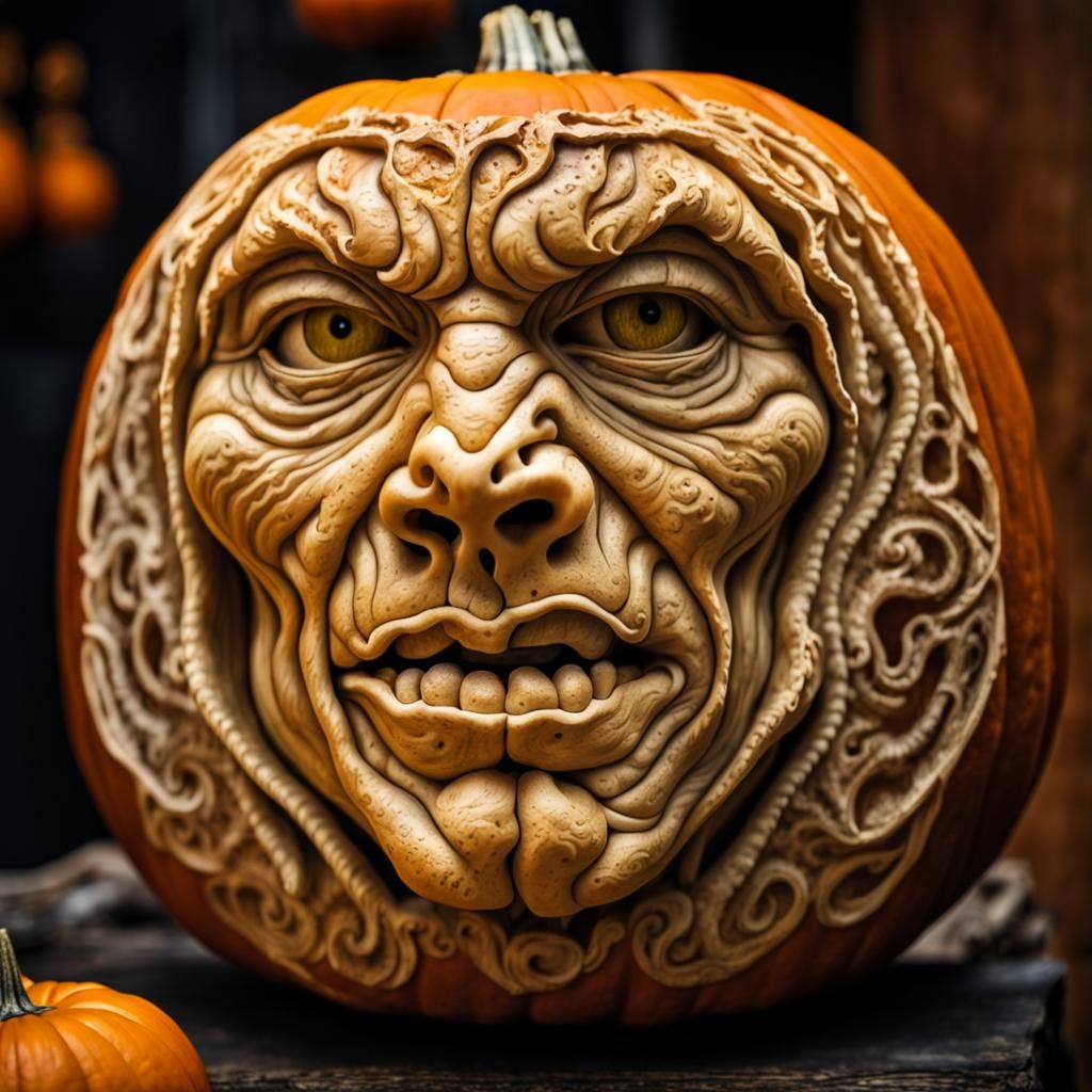 Spooky Intricate Pumpkin Carving: Halloween Masterpiece