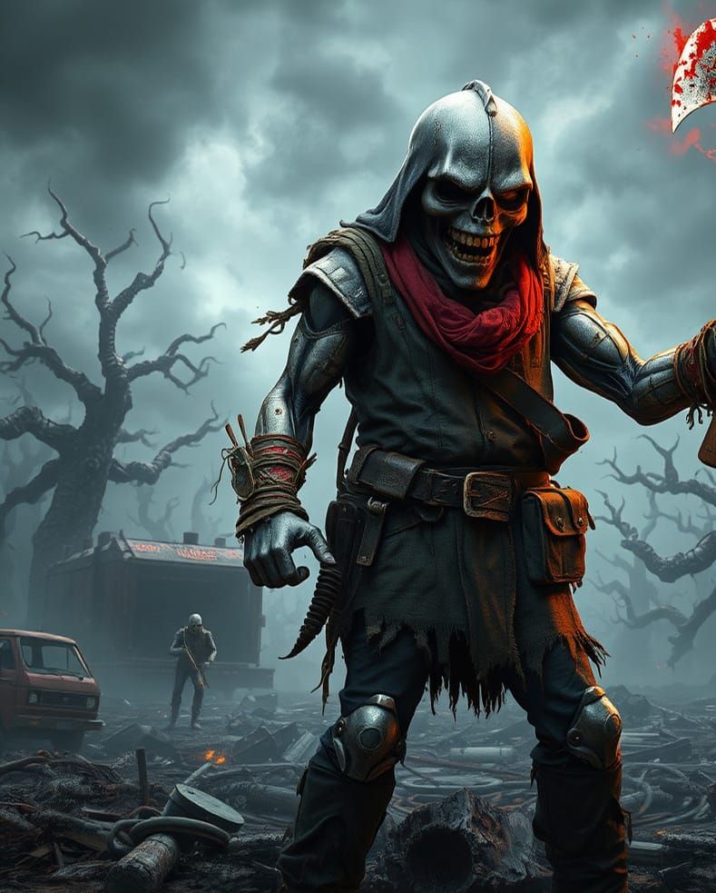 Eddie From Iron Maiden with Hatchet: Digital Matte Painting