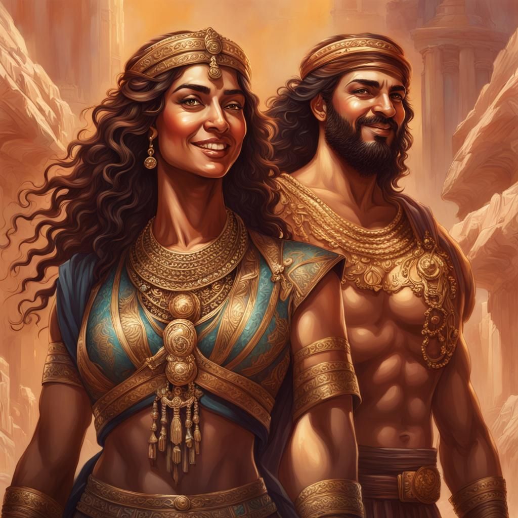 Isis, Goddess of Love, with Muscle Men: Hyperrealistic Art