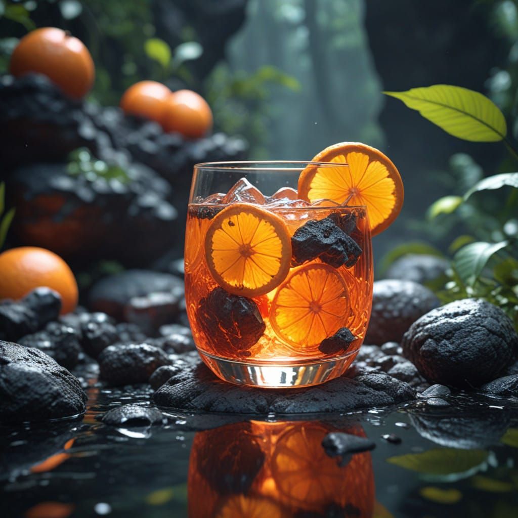 Glowing Lava Drink in a Fantasy Forest