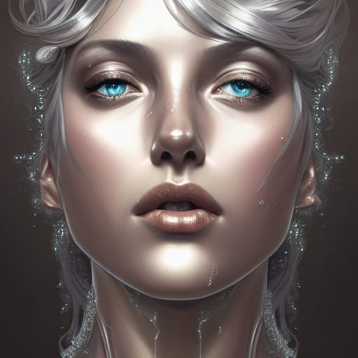 Ethereal Silver Goddess Portrait in 8k Resolution
