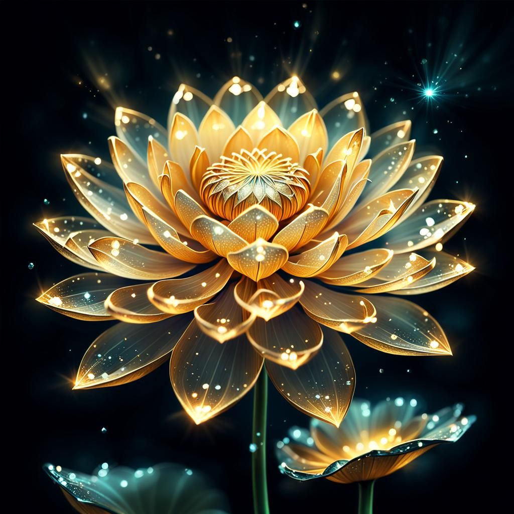 Glowing Diamond Lotus Flower Fantasy Art