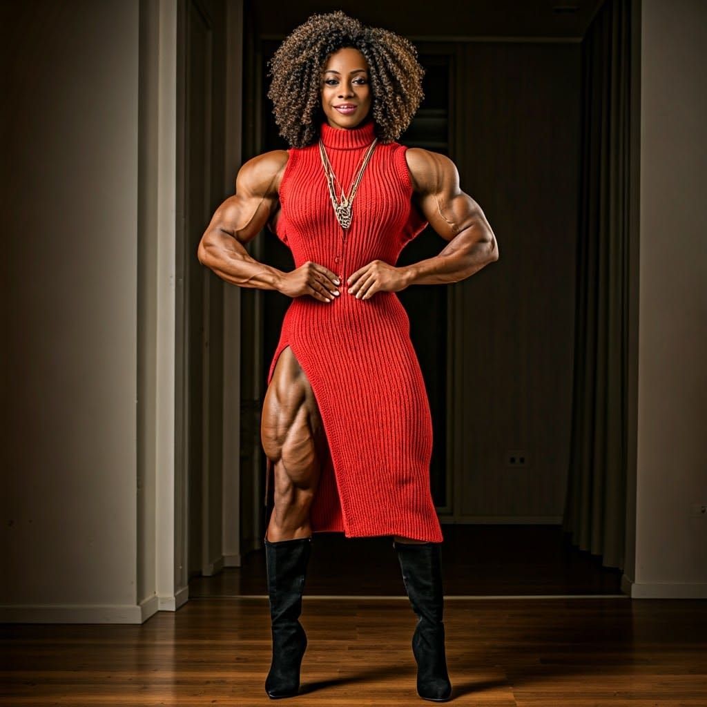 Strong Red Dress Portrait in Professional Photography Style