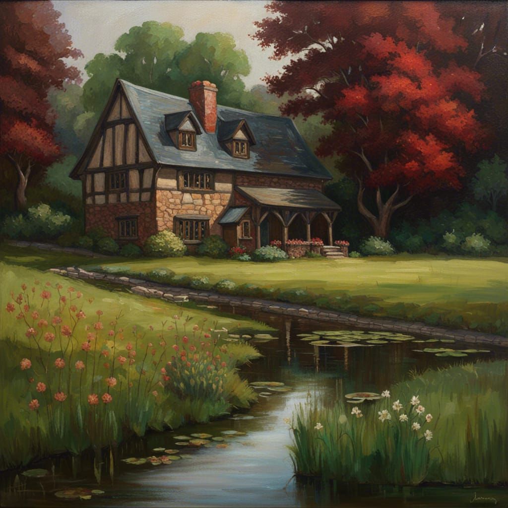 Cottagecore Tudor Cottage by River and Forest