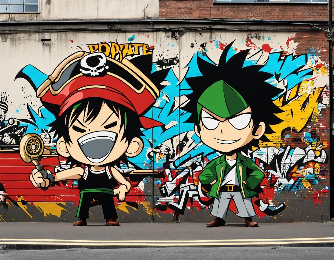 Monkey D. Luffy and Zoro Graffiti Art