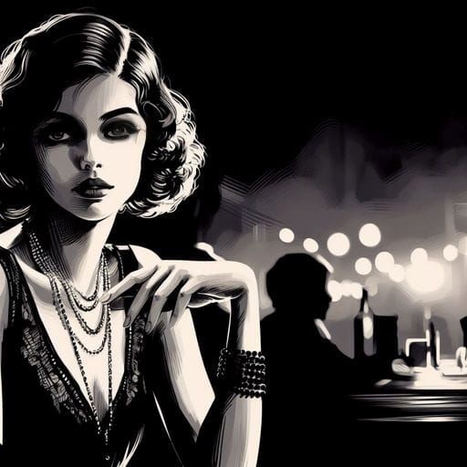 1920s French Woman in Noir Bar Scene