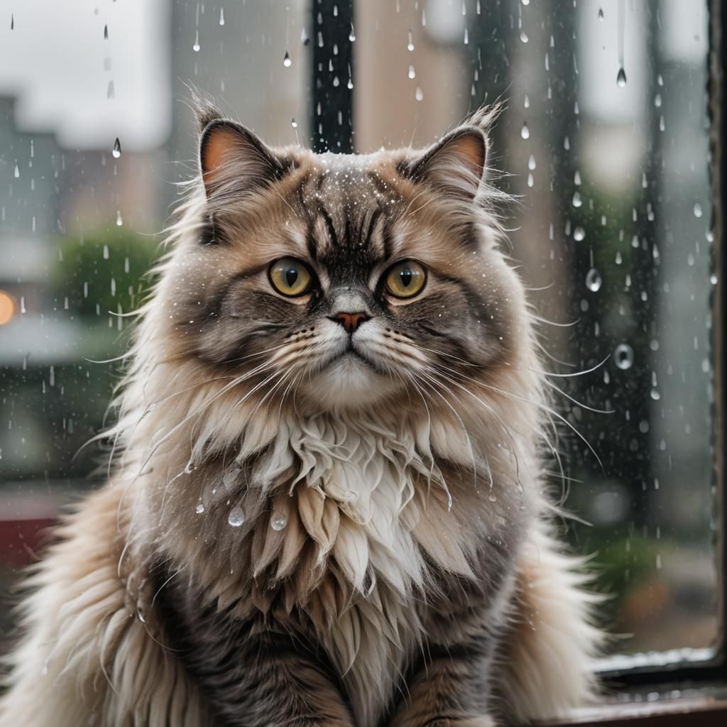 Beautiful Persian Cat in Window: Professional Photography