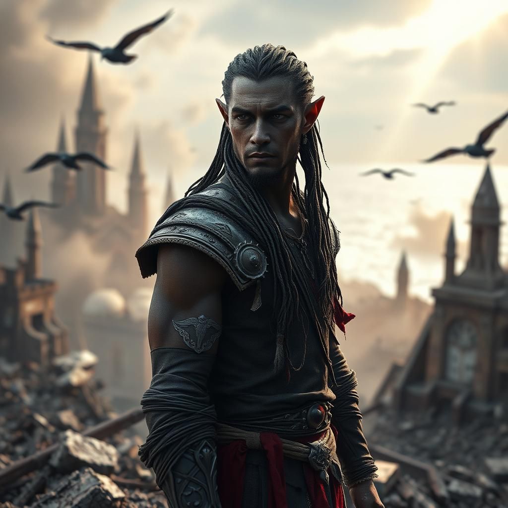 Grieving Elf-Lord Surveys Ruined City