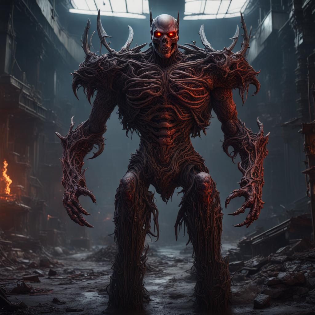 Demonic Terminator in Detailed Matte Painting