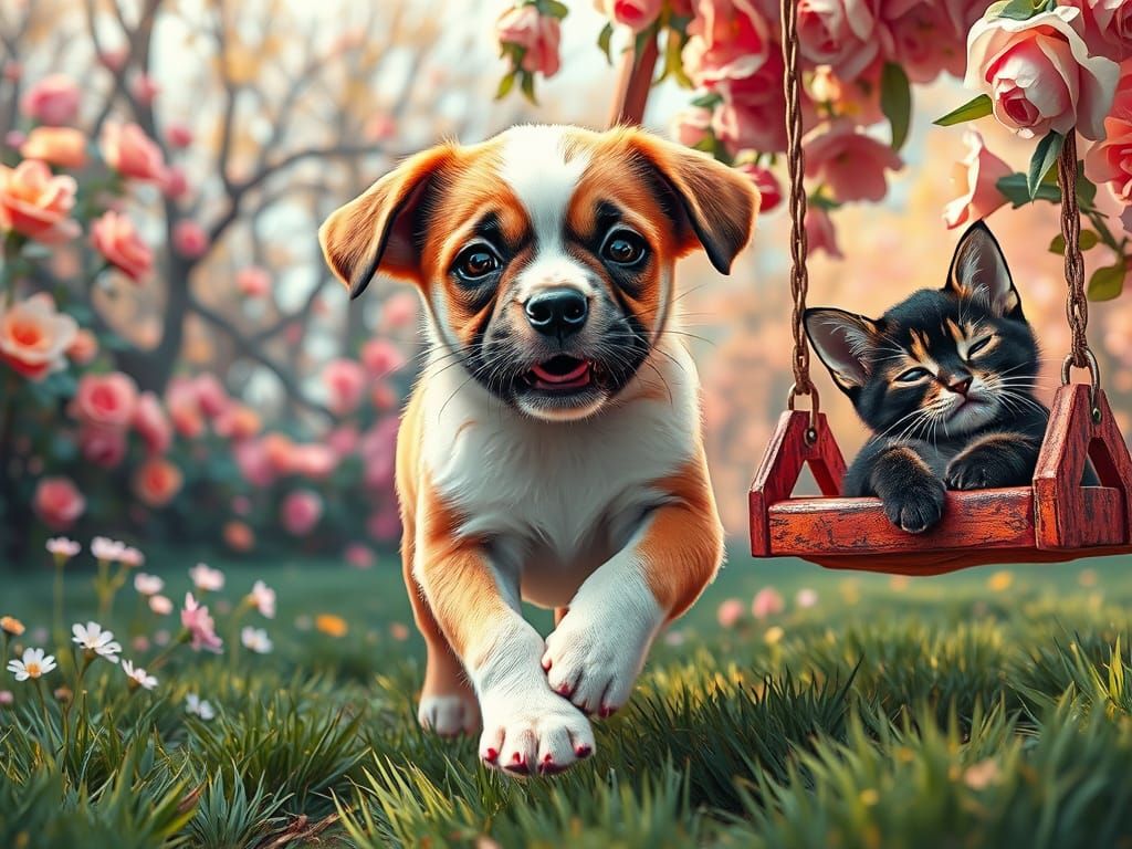 Joyful Gold and White Boxer Pup in Vibrant Splash Art Style