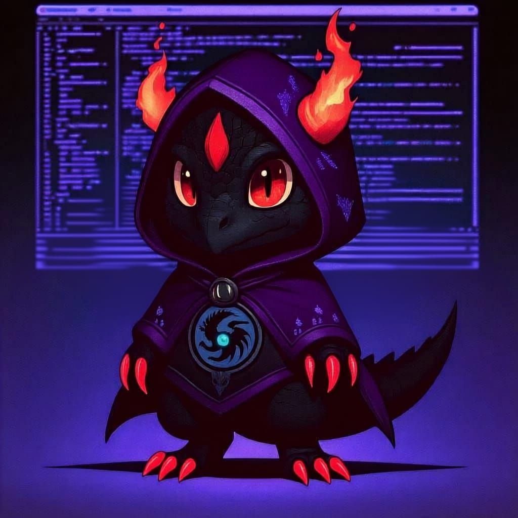 Dragon Creature in Purple Cape with Red Claws