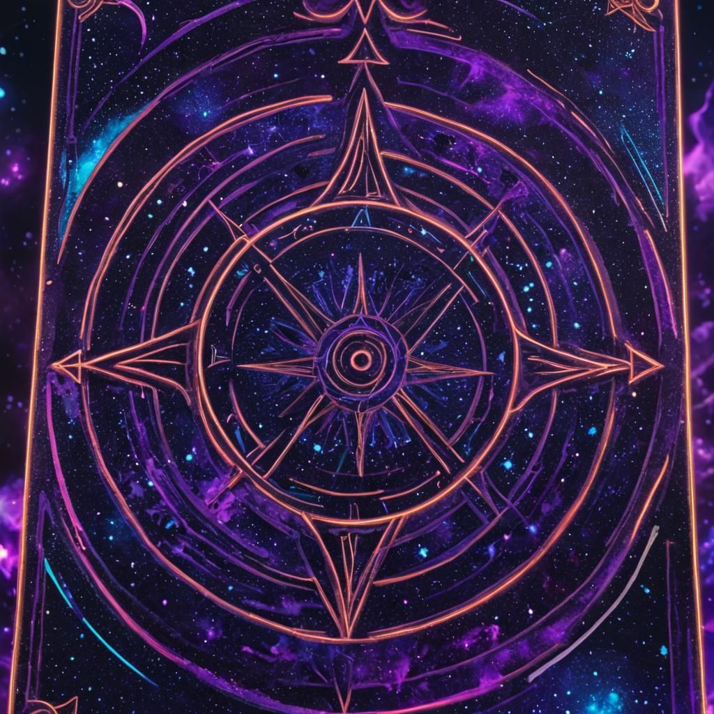 Mystical Tarot Card with Glowing Neon Symbol in 4K