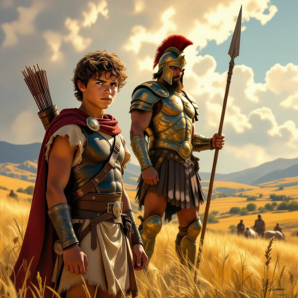 David and Goliath: Dramatic Movie Poster in Struzan Style