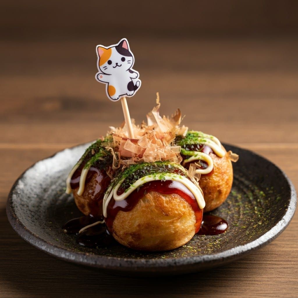 Takoyaki Octopus Balls in Anime Art Style