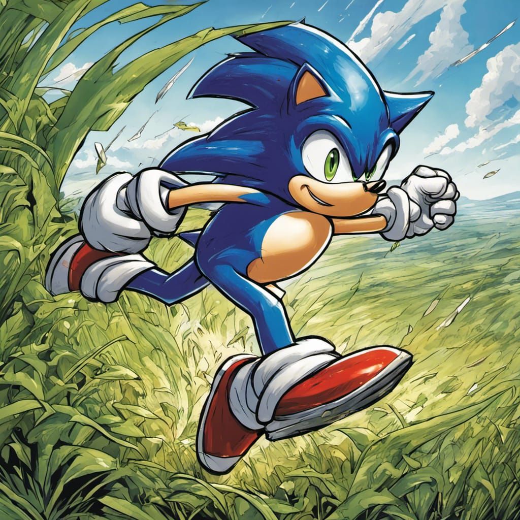 Sonic and Metal Sonic Chase: Comic Book Art