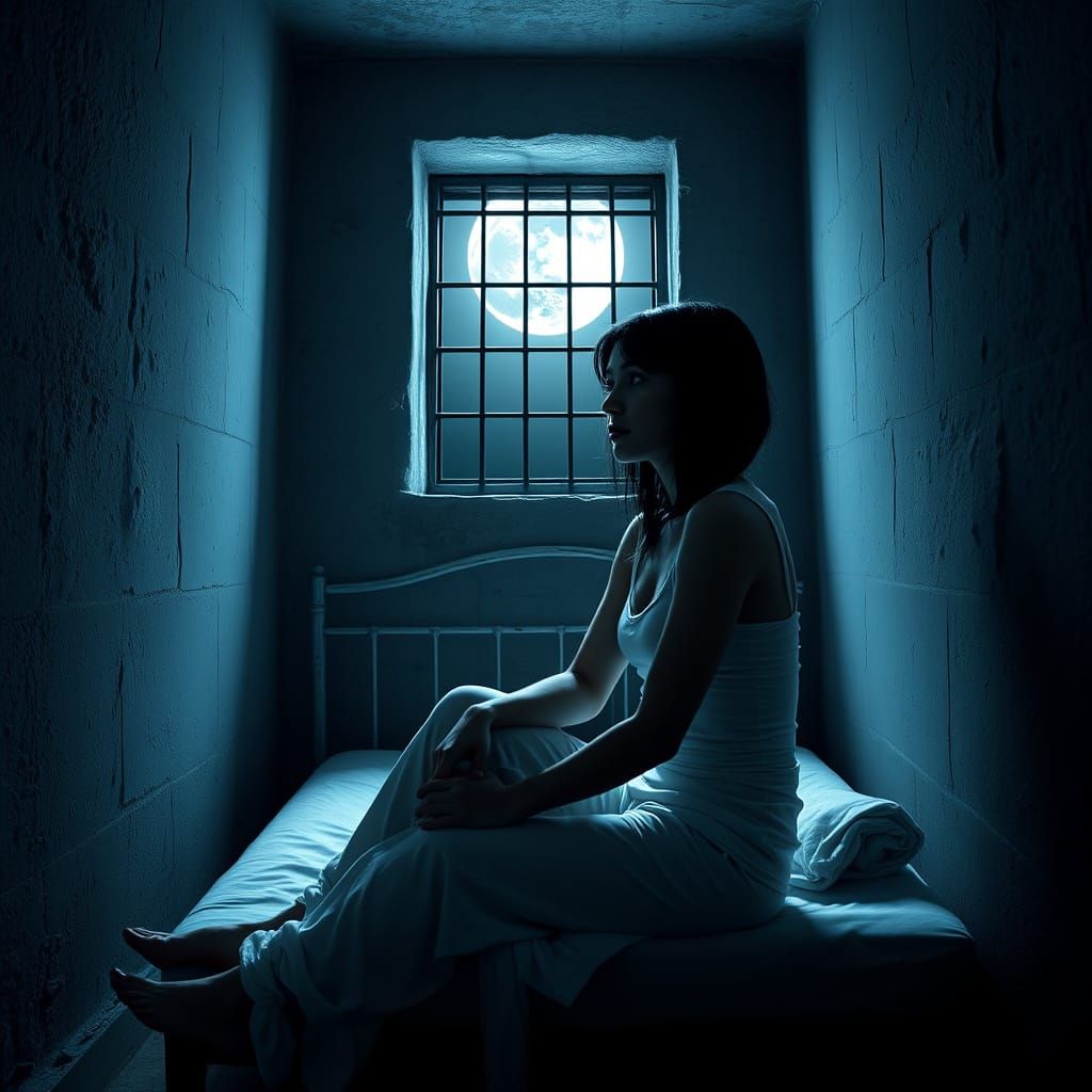 Abandoned Asylum Under the Full Moon