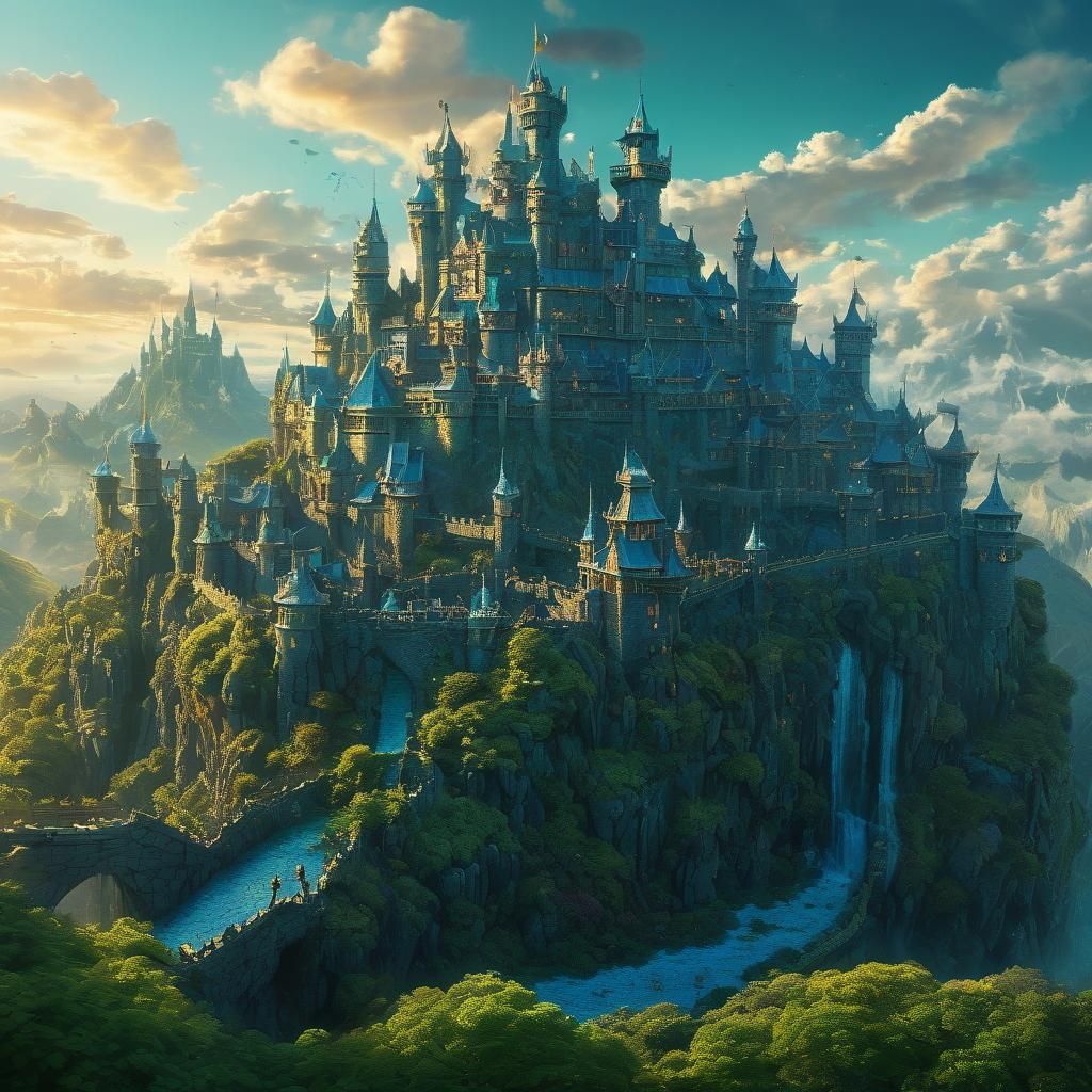Dragon Castle Overflowing with Dragons: Digital Matte Painti...