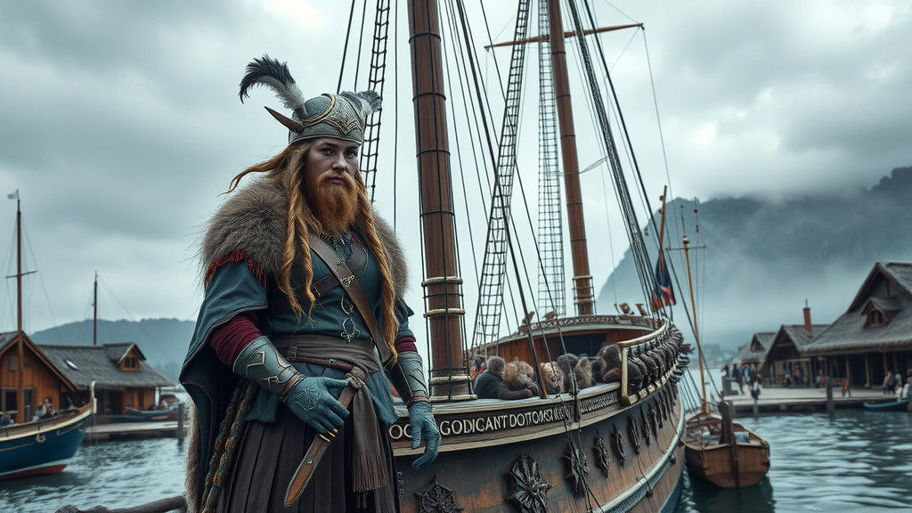 Fierce Viking Women Pirates on Drakkar Ship