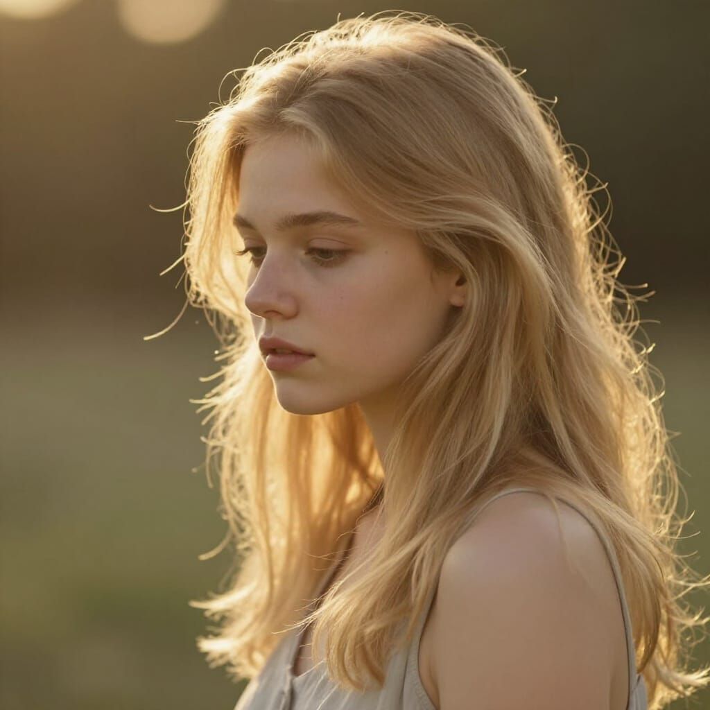 Blonde Girl in Golden Hour Light