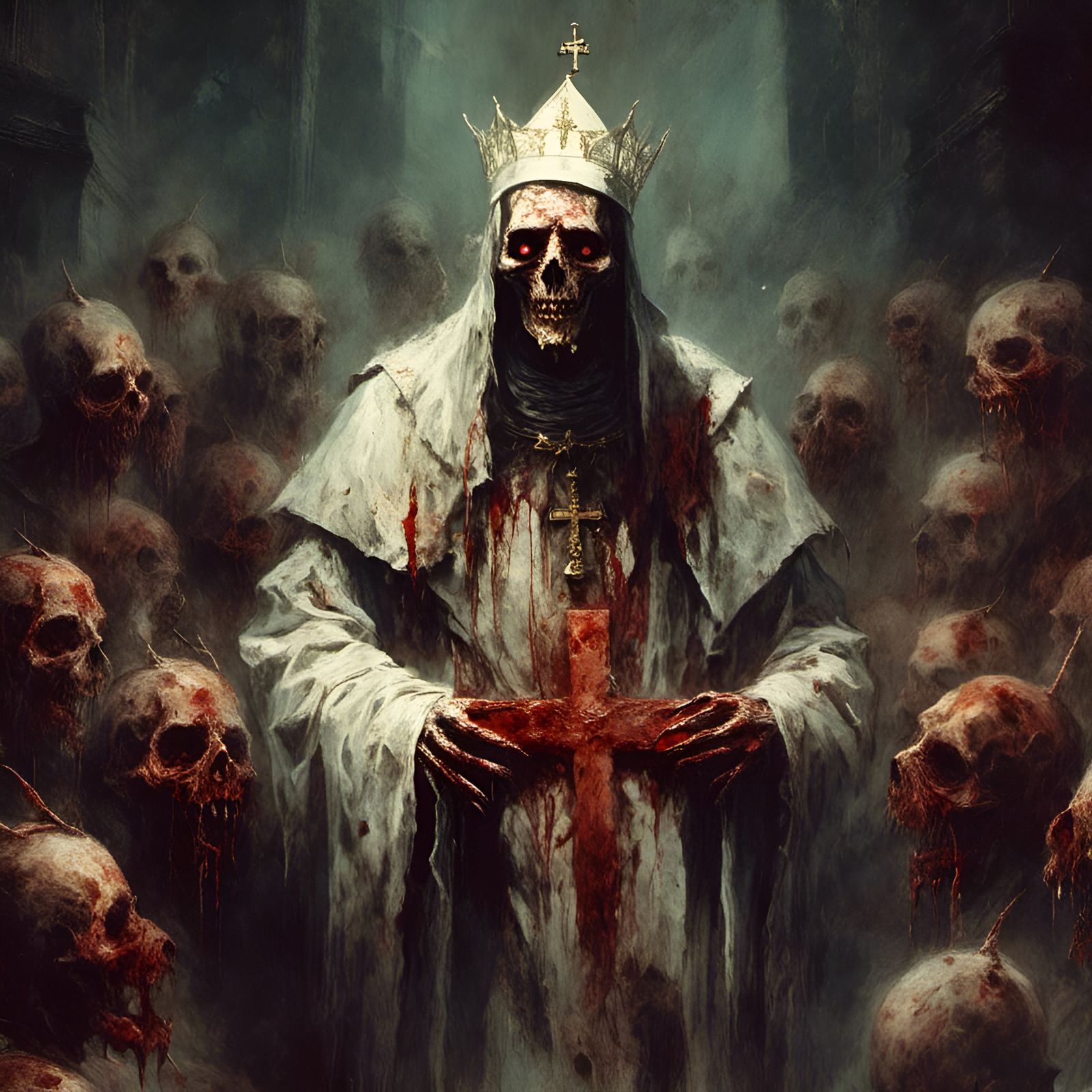 Scary Zombie Pope Holds Mass in Hell