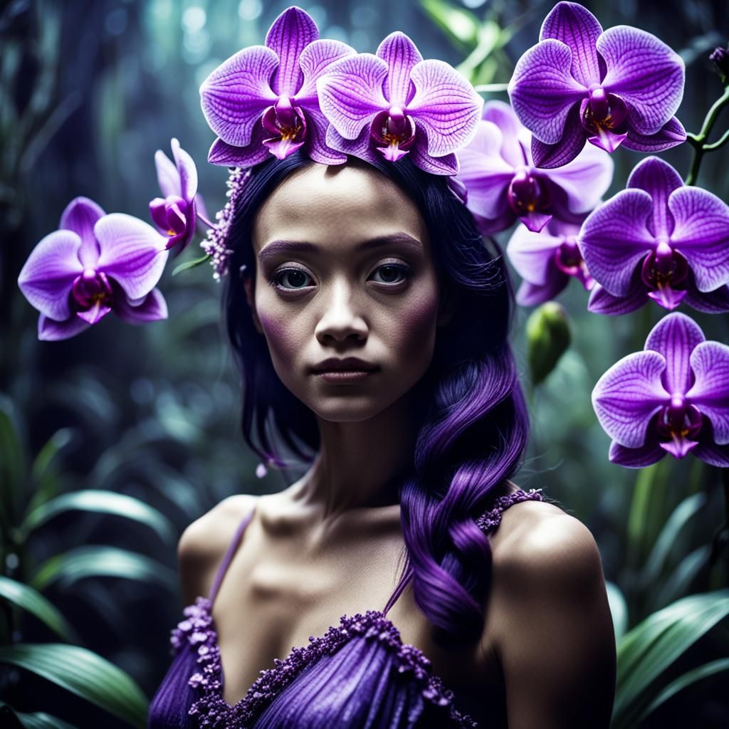 Cinematic Purple Orchid Fairy in Film Style