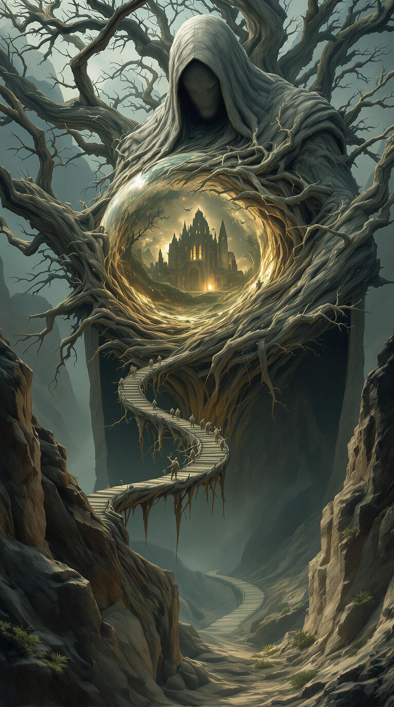 Stone Golem with Decaying Tree-Core Globe