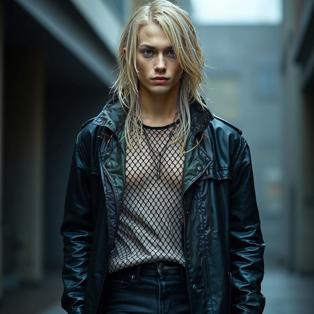 Attractive Androgynous Man with Ash-Blond Hair