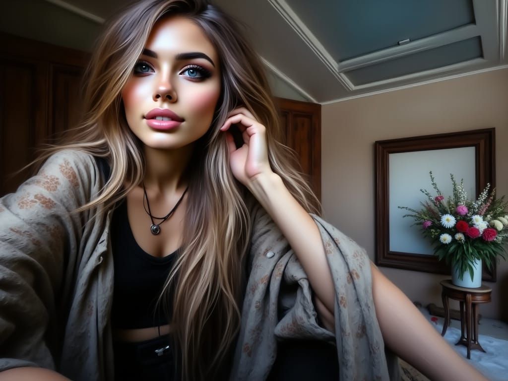 Hyperdetailed Portrait of a Beautiful Woman in Art Nouveau S...