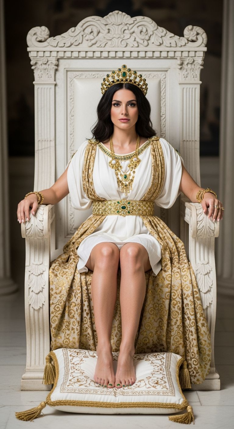 Greek Goddess on Marble Throne, Professional Photography