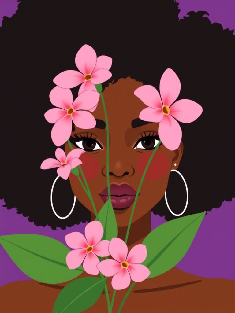African American Woman in Vibrant Floral Layers
