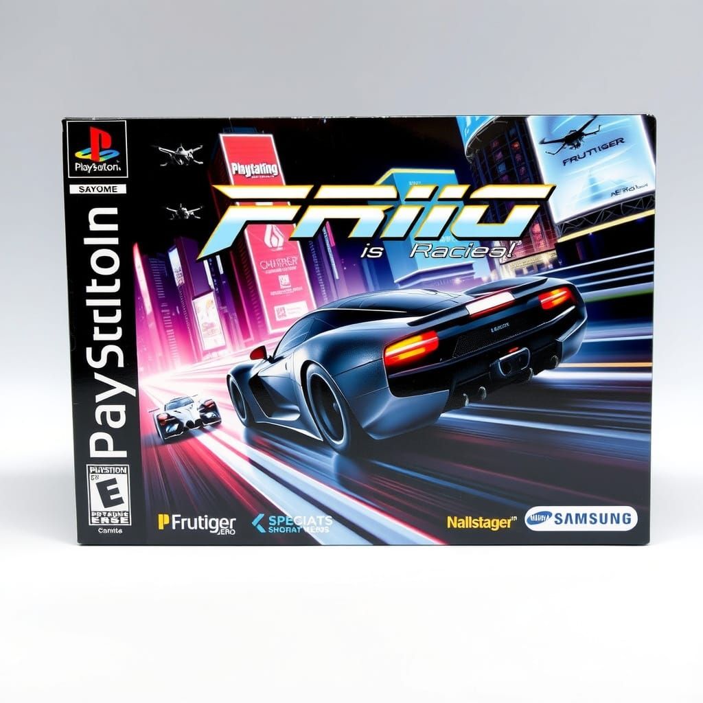 Futuristic Racing Game Cover in Frutiger Aero Style