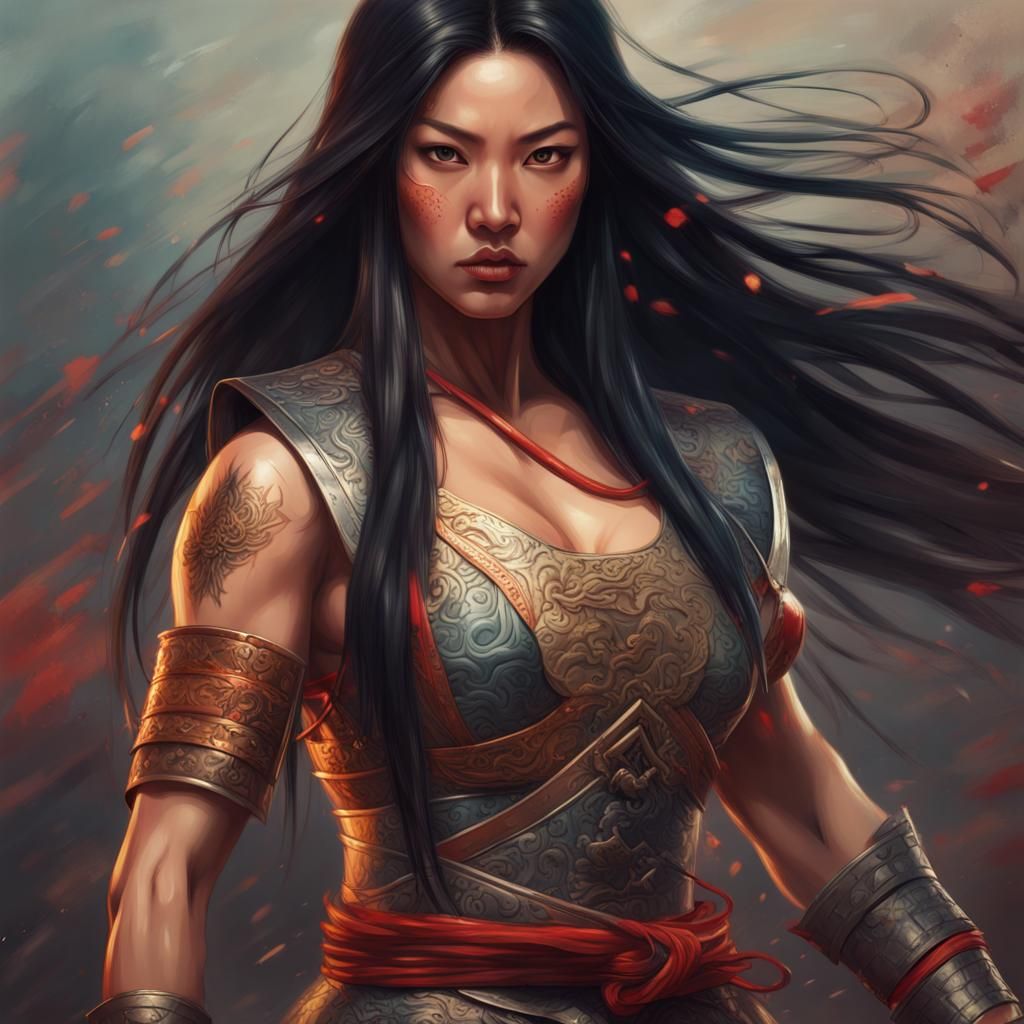 Asian Warrior Woman Ready for Battle