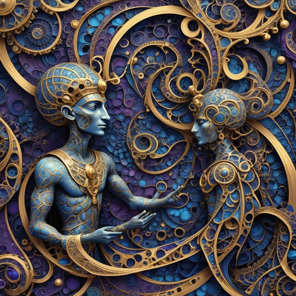 Thoth and Atlas in Digital Fractal Art