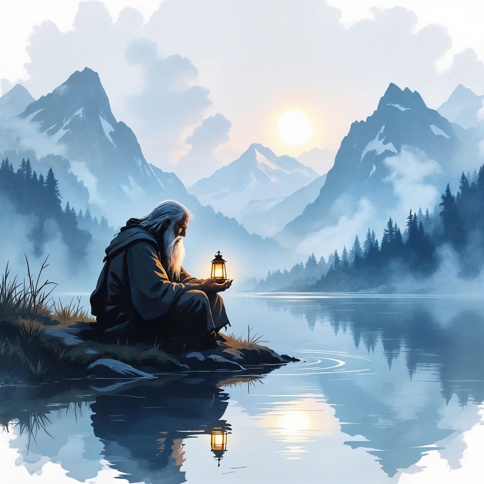 Wise old mountain hermit