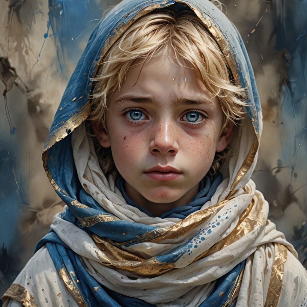 Hyperrealistic Portrait of a Golden-Haired Boy