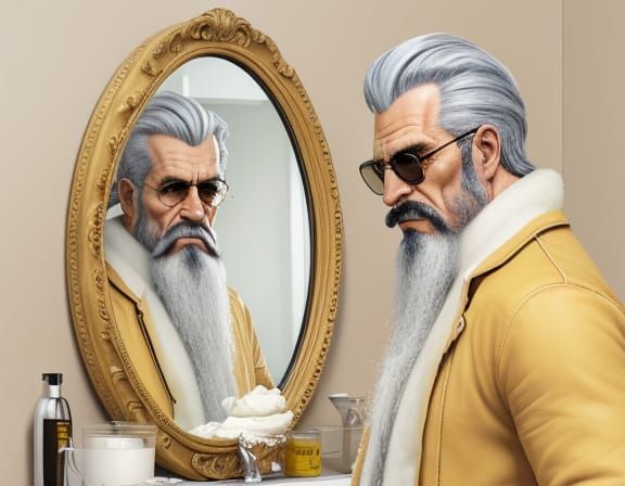 Realistic rendered Splitting images Anthropomorphic old bada...