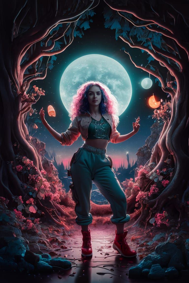 Moonlit Disco in Funky Forest with Atmospheric Perspective