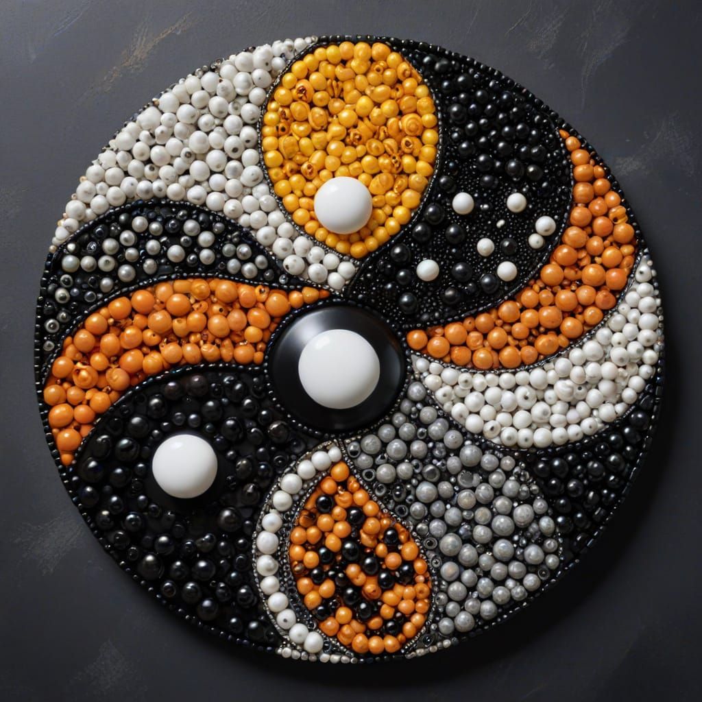 Abstract Bead Art: Yin-Yang Mandala in 4K
