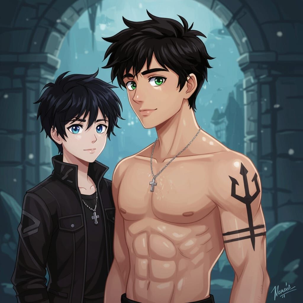 Nico di Angelo and Percy Jackson in 3D Anime Style