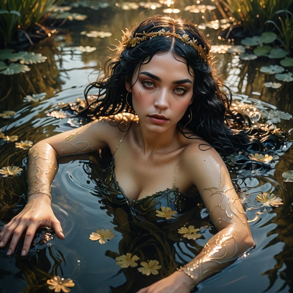 Nymph in Magical Pond: Sensual Fine Art Portrait