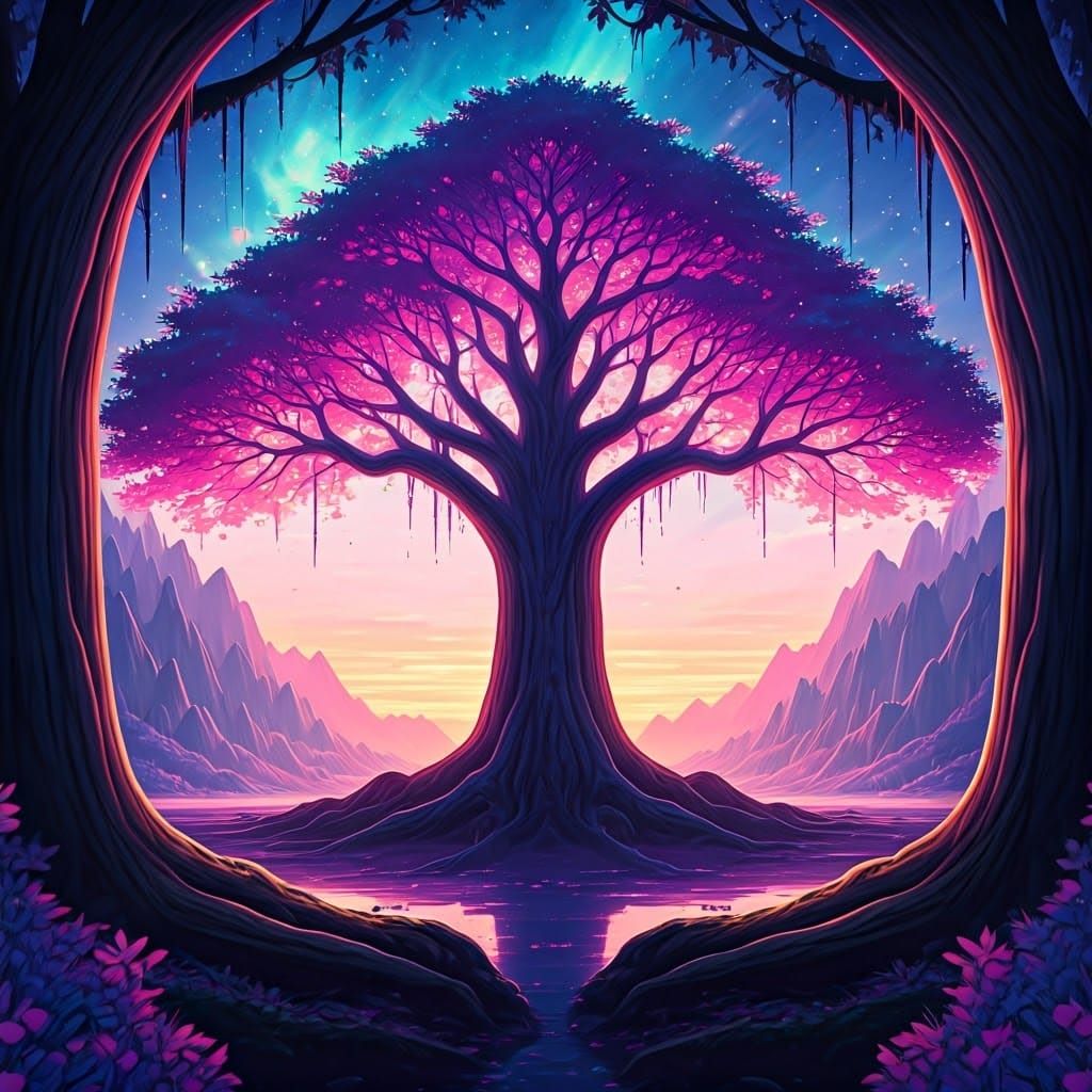 Pastel Punk Girl in Bioluminescent Forest