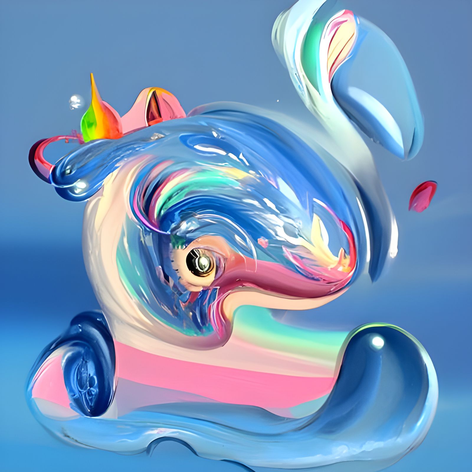 Pink Pegasus Unicorn Flight in Dreamy Cloudscape