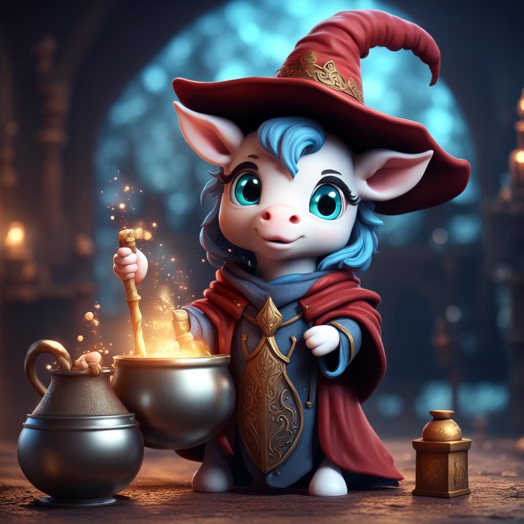 Mystical Wizard Foal with Potions