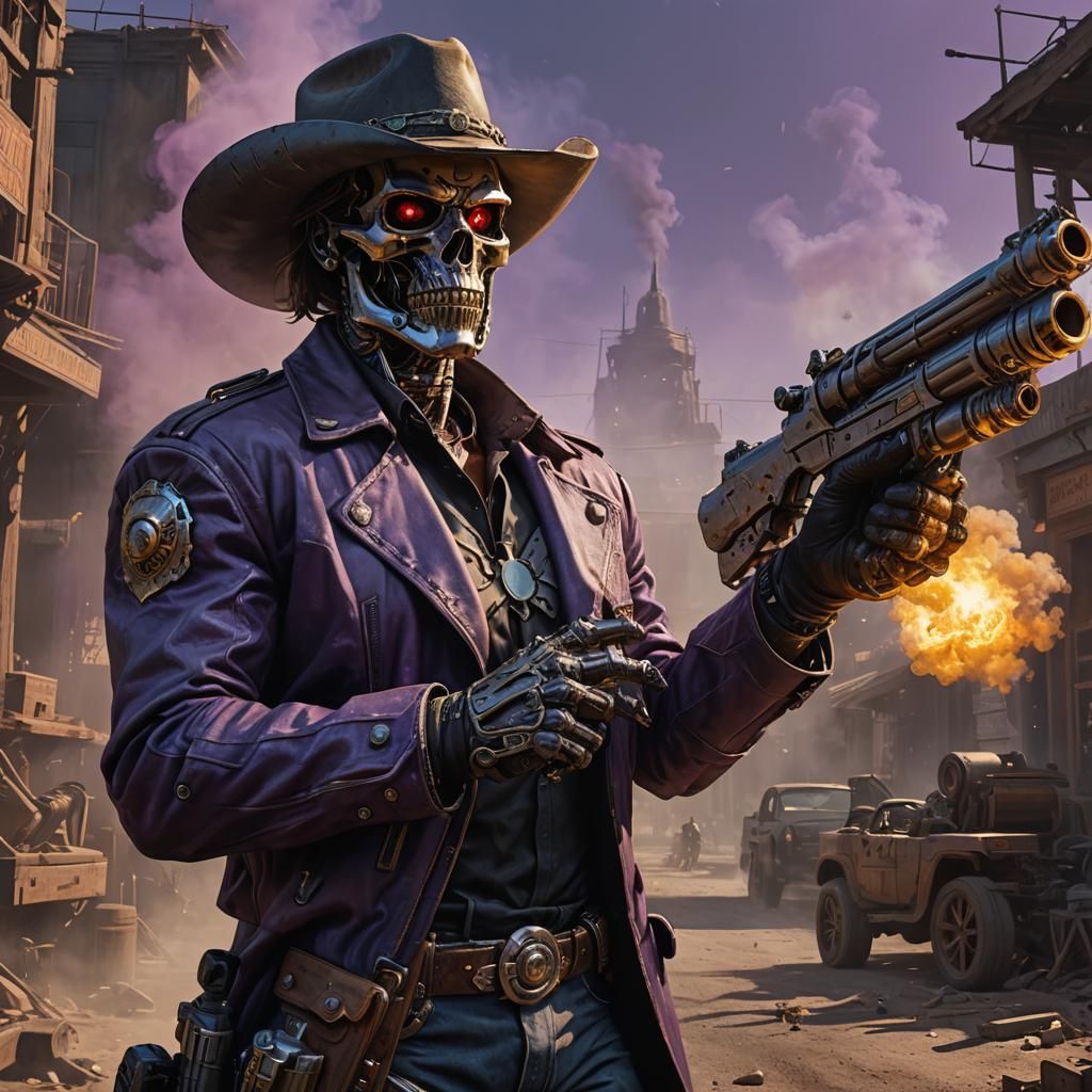 Cowboy Terminator: Hyperdetailed Dark Fantasy Art
