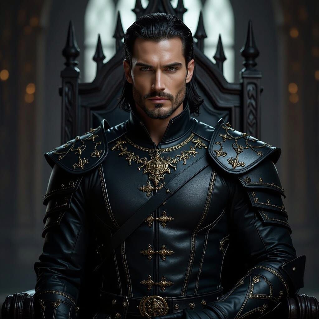 Gothic Throne Warrior in Leather and Gold